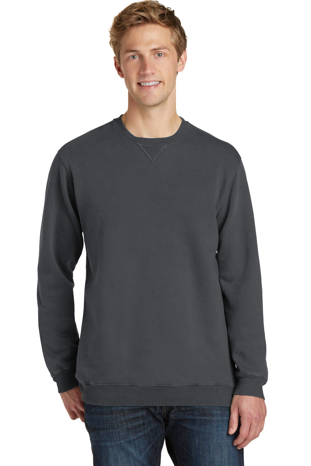 Custom Embroidered or DTF Print on Port & Co ™  Beach Wash ®  Garment-Dyed Crewneck Sweatshirt PC098