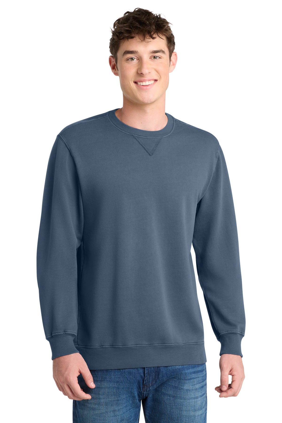 Custom Embroidery or DTF Print - Port & Co ®  Beach Wash ®  Garment-Dyed Crewneck Sweatshirt PC098