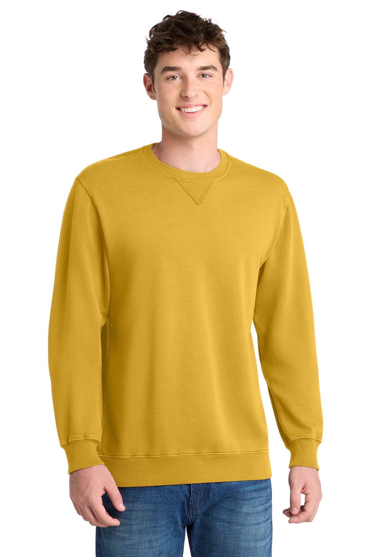 Custom Embroidery or DTF Print - Port & Co ®  Beach Wash ®  Garment-Dyed Crewneck Sweatshirt PC098
