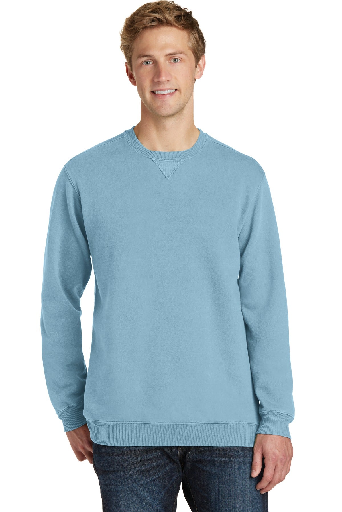 Custom Embroidered or DTF Print on Port & Co ™  Beach Wash ®  Garment-Dyed Crewneck Sweatshirt PC098