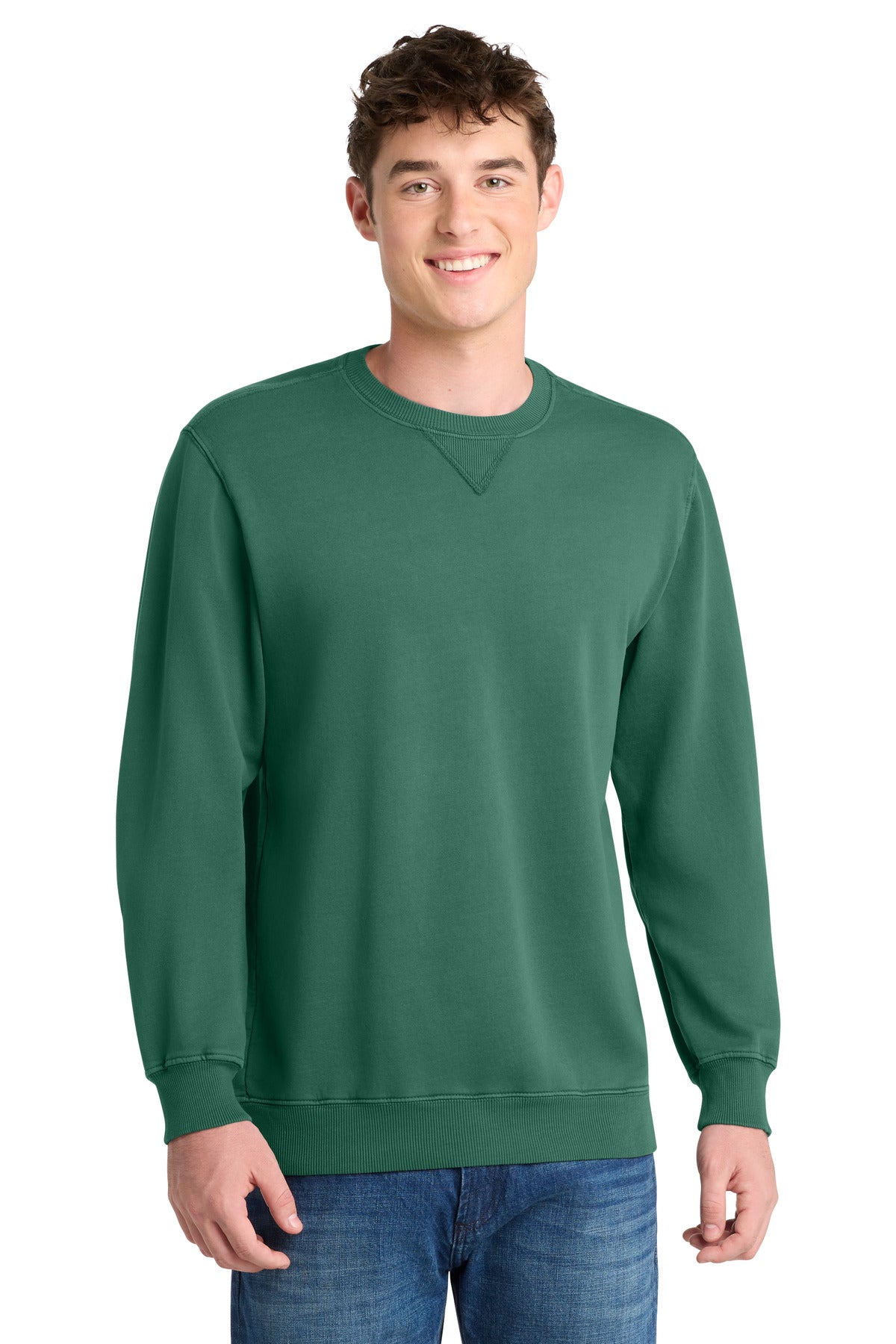 Custom Embroidery or DTF Print - Port & Co ®  Beach Wash ®  Garment-Dyed Crewneck Sweatshirt PC098