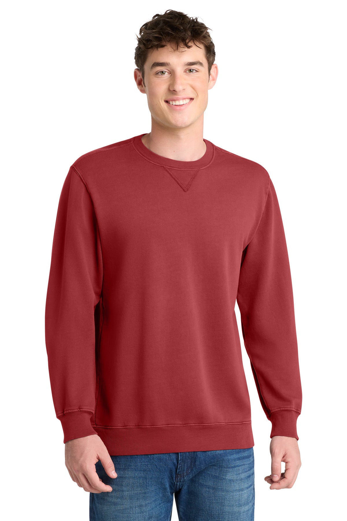 Custom Embroidery or DTF Print - Port & Co ®  Beach Wash ®  Garment-Dyed Crewneck Sweatshirt PC098
