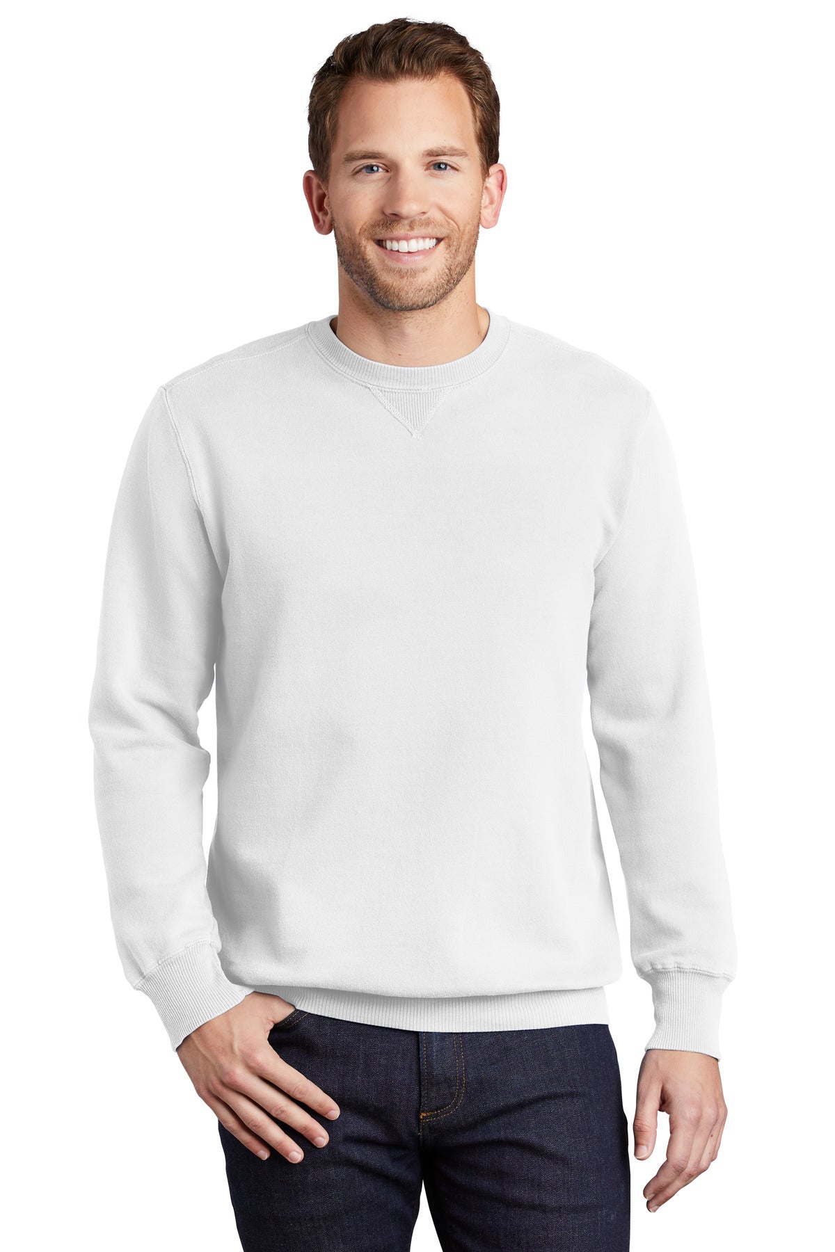 Custom Embroidered - Port & Company® Beach Wash® Garment-Dyed Crewneck Sweatshirt PC098
