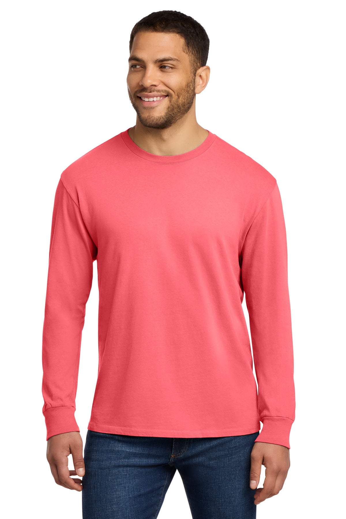 Custom Embroidery or DTF Print - Port & Co ®  Beach Wash ®  Garment-Dyed Long Sleeve Tee PC099LS