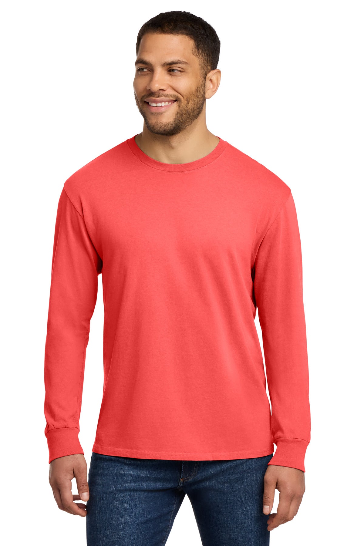 Custom Embroidery or DTF Print - Port & Co ®  Beach Wash ®  Garment-Dyed Long Sleeve Tee PC099LS