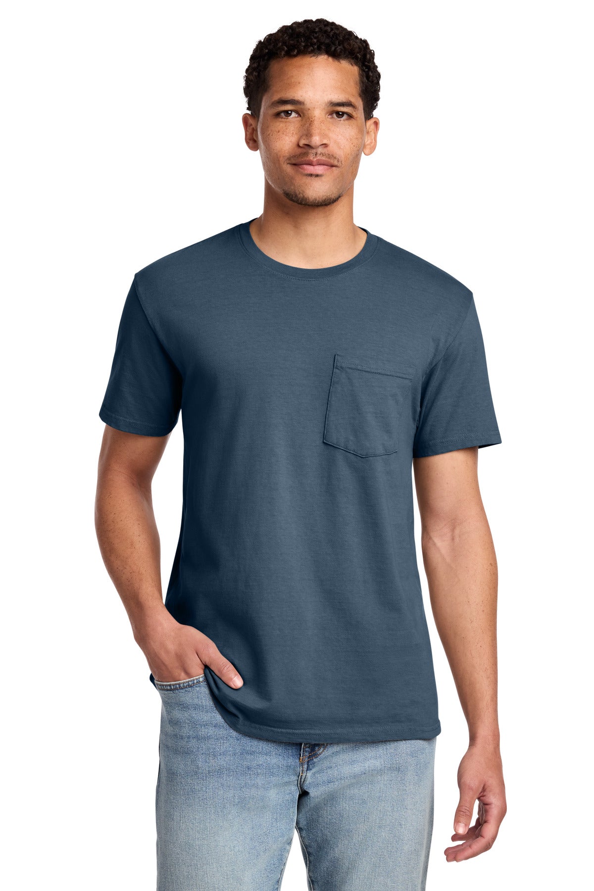 Custom Embroidery or DTF Print - Port & Co ®  Beach Wash ®  Garment-Dyed Pocket Tee.  PC099P
