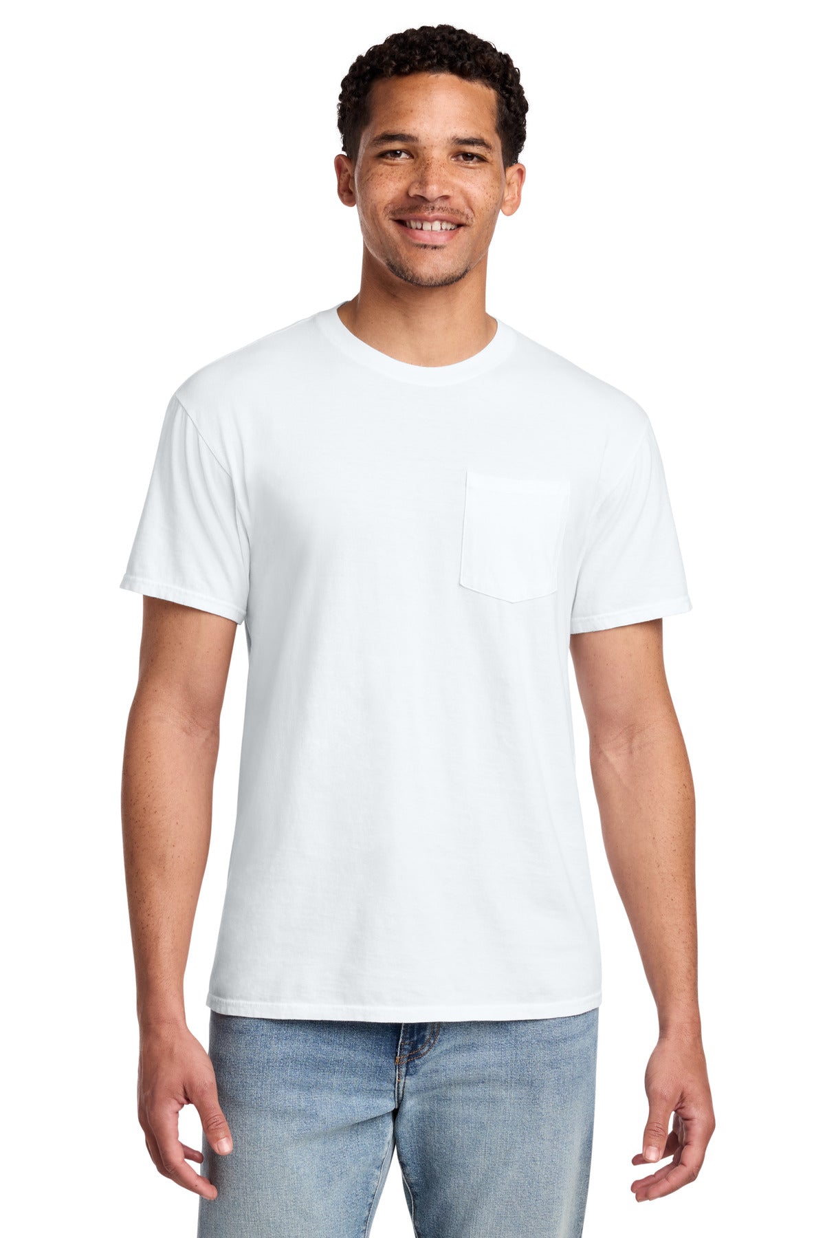 Custom Embroidery or DTF Print - Port & Co ®  Beach Wash ®  Garment-Dyed Pocket Tee.  PC099P