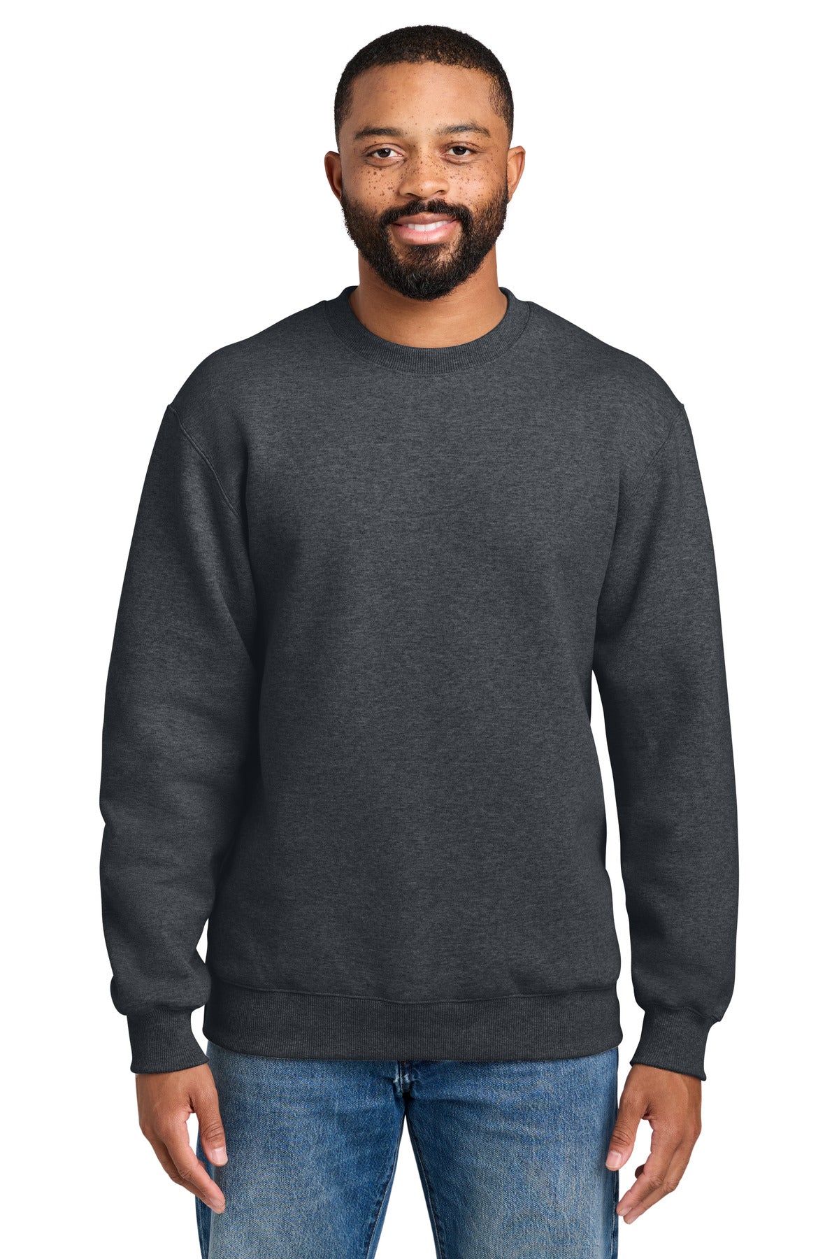 Custom Embroidery or DTF Print - Port & Co ®  Foundation Fleece Pullover Crewneck Sweatshirt PC107