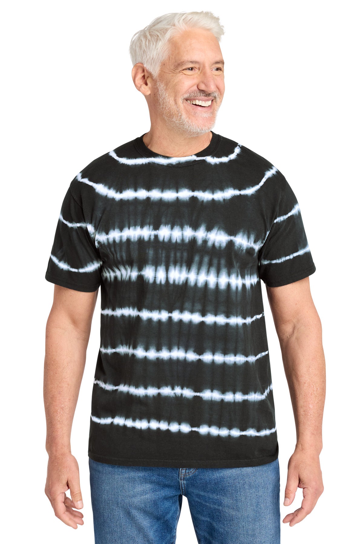 Custom Embroidery or DTF Print - Port & Co ®  Allover Stripe Tie-Dye Tee PC142