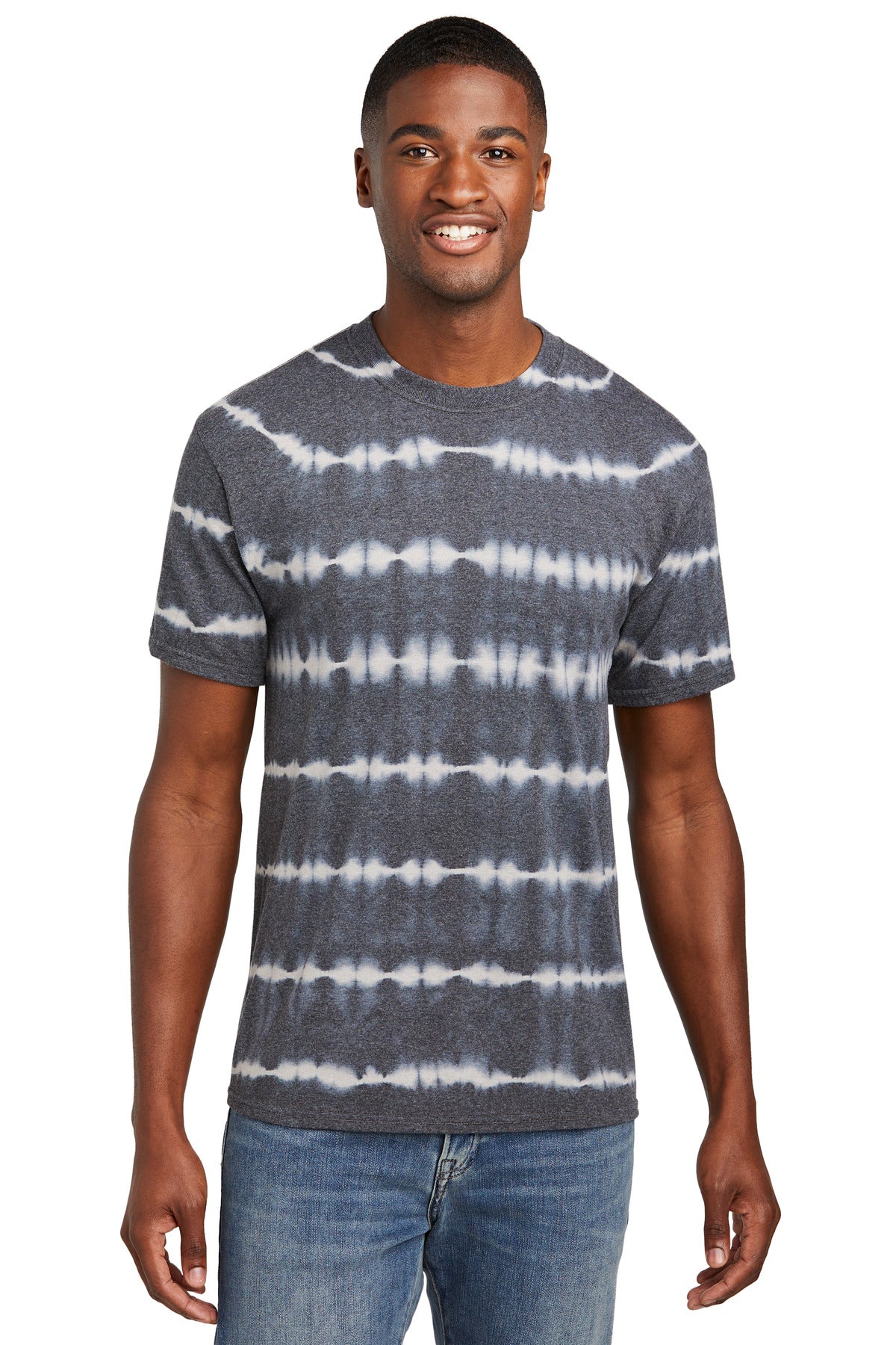 Custom Embroidery or DTF Print - Port & Co ®  Allover Stripe Tie-Dye Tee PC142