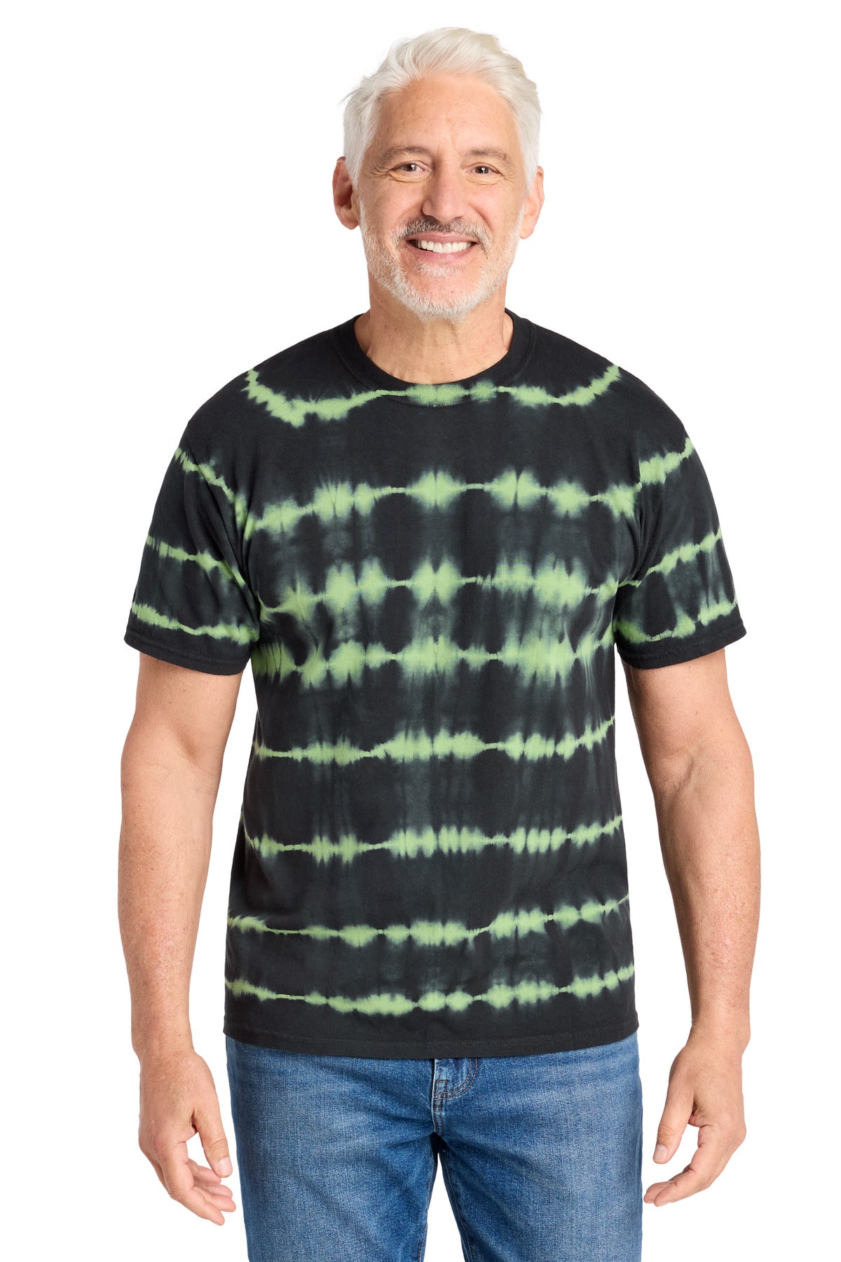 Custom Embroidery or DTF Print - Port & Co ®  Allover Stripe Tie-Dye Tee PC142