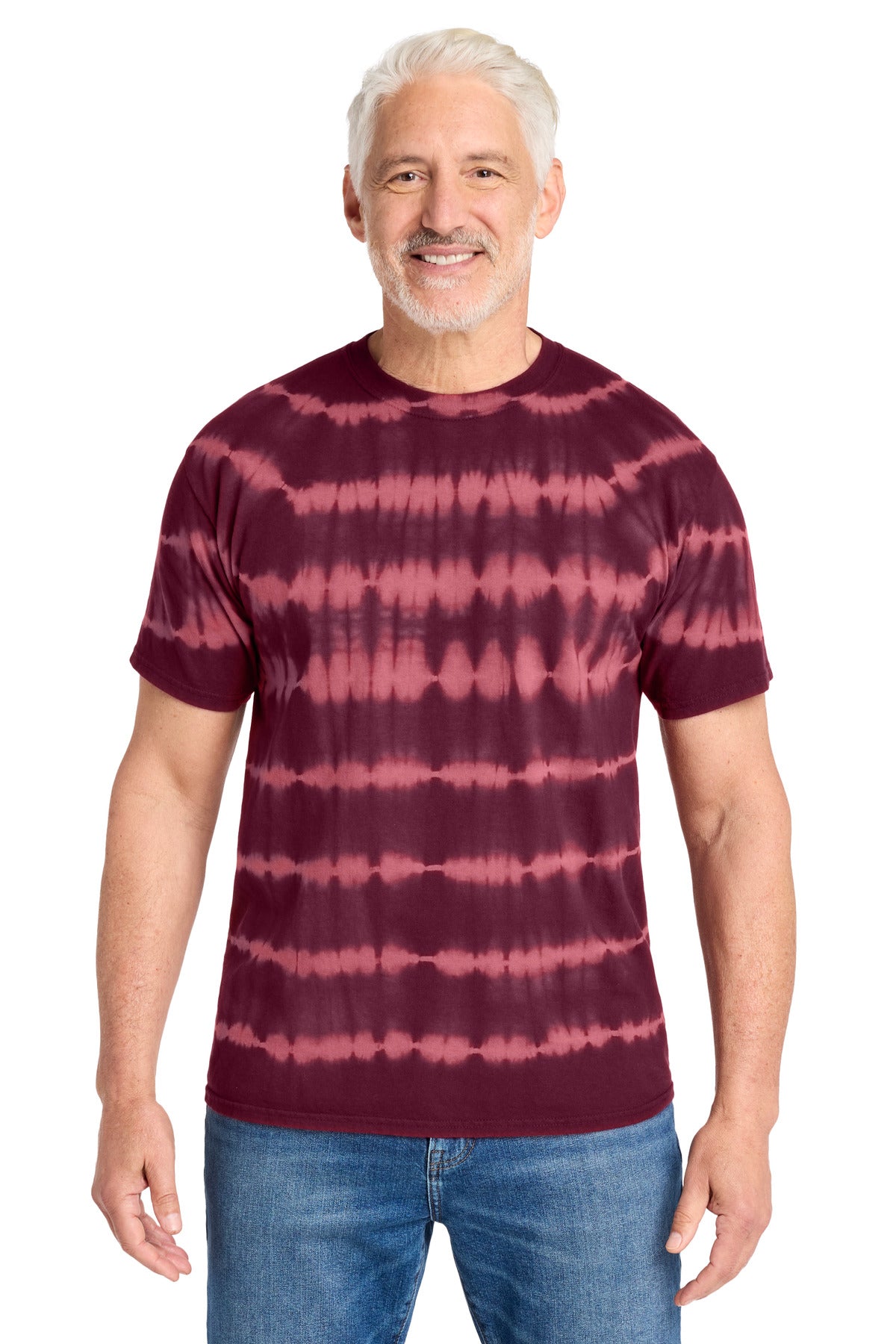 Custom Embroidery or DTF Print - Port & Co ®  Allover Stripe Tie-Dye Tee PC142