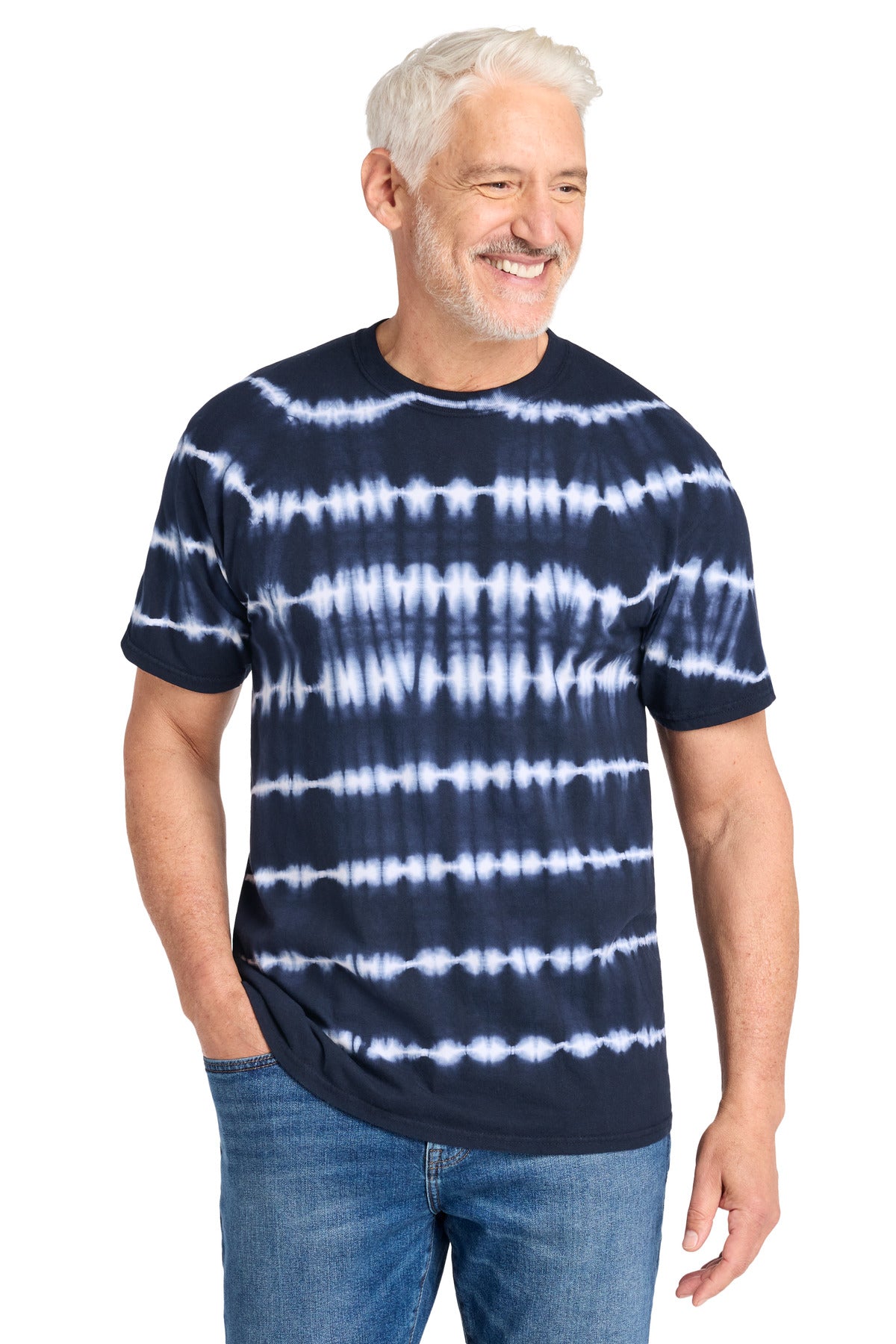Custom Embroidery or DTF Print - Port & Co ®  Allover Stripe Tie-Dye Tee PC142