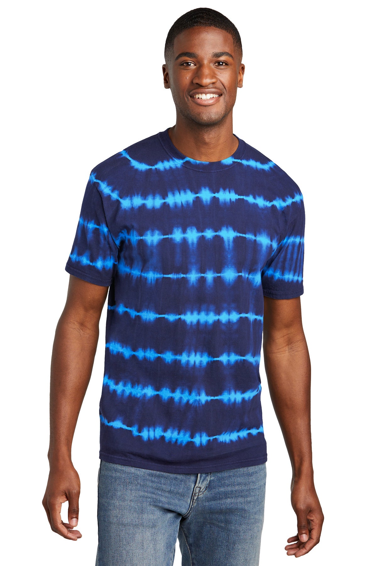 Custom Embroidery or DTF Print - Port & Co ®  Allover Stripe Tie-Dye Tee PC142