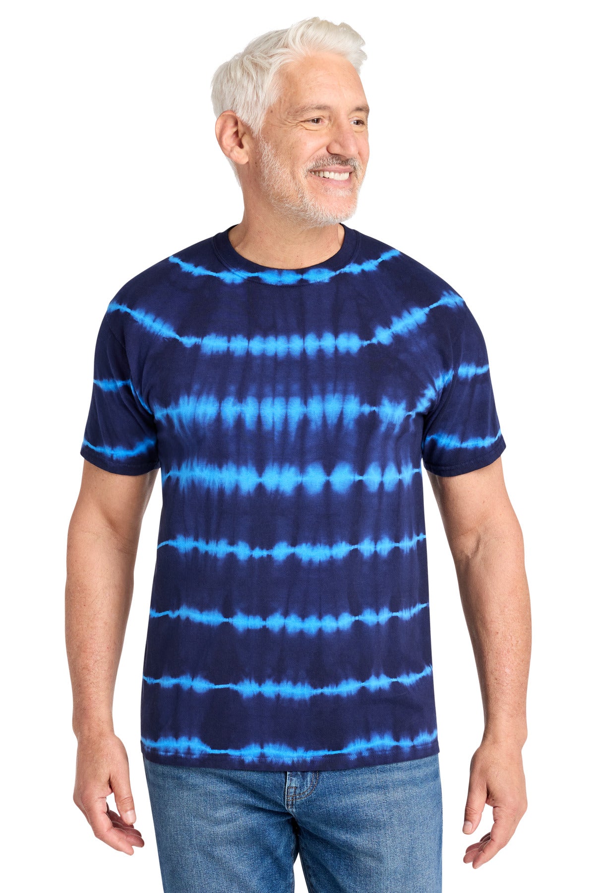 Custom Embroidery or DTF Print - Port & Co ®  Allover Stripe Tie-Dye Tee PC142
