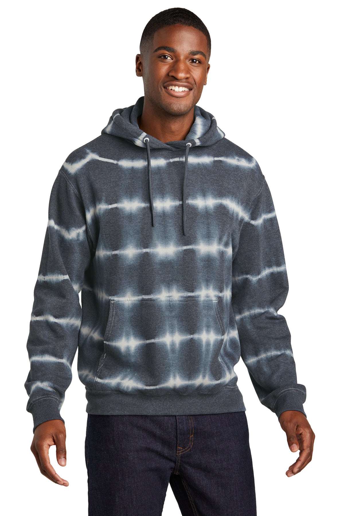 Custom Embroidery or DTF Print - Port & Co ™  Allover Stripe Tie-Dye Fleece PC143