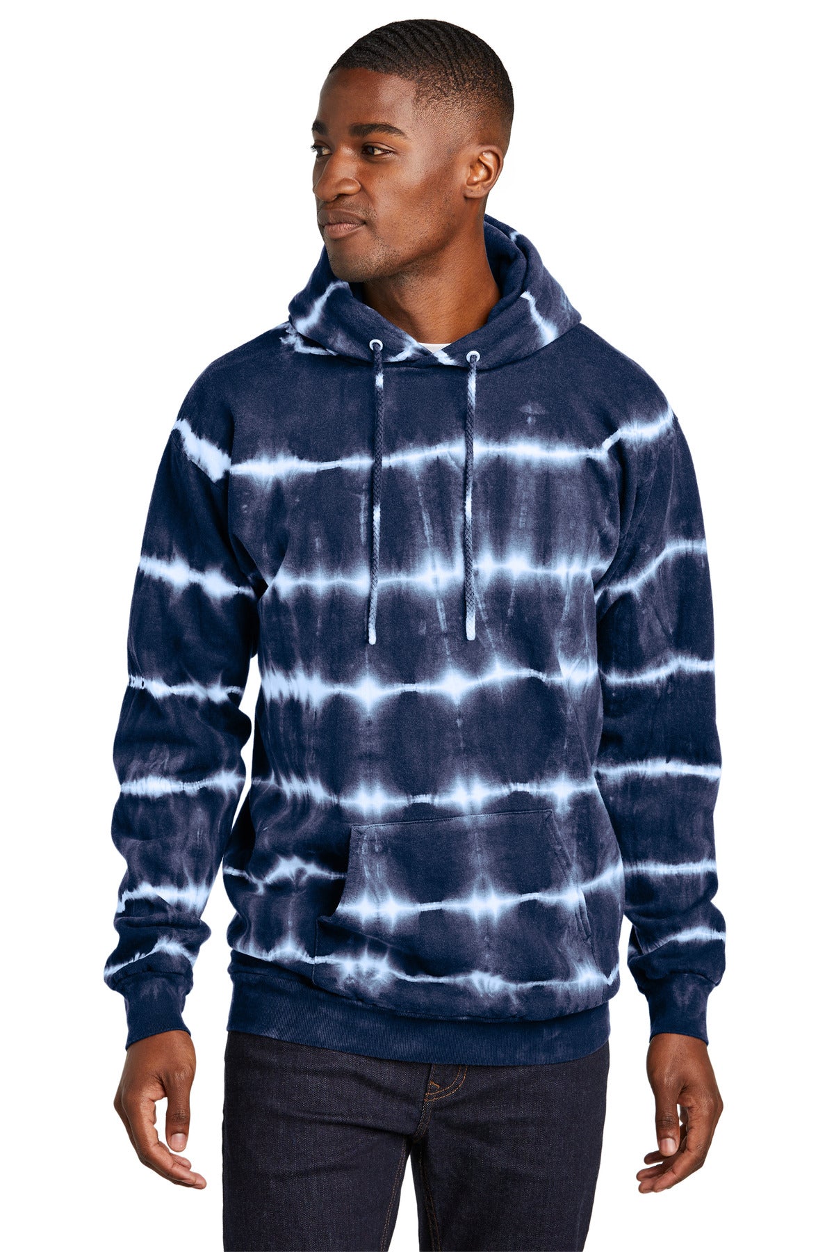 Custom Embroidered - Port & Company® Allover Stripe Tie-Dye Fleece PC143