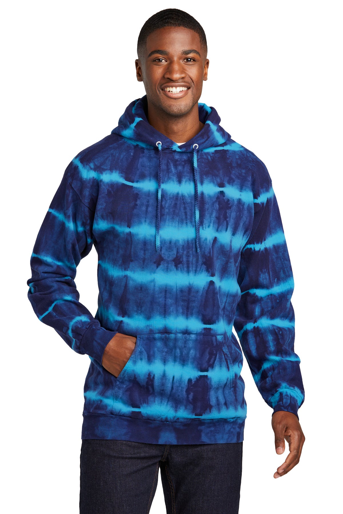 Custom Embroidered - Port & Company® Allover Stripe Tie-Dye Fleece PC143