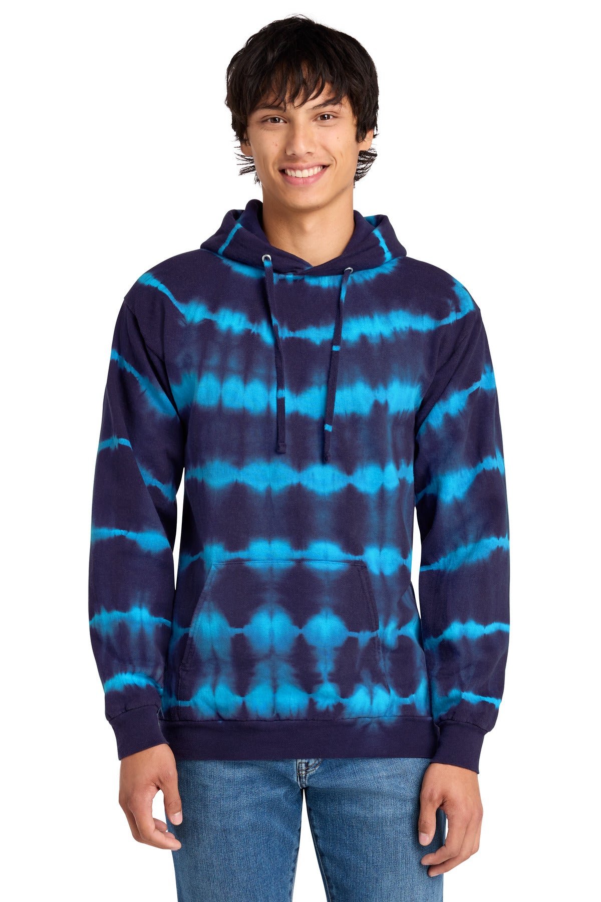 Custom Embroidery or DTF Print - Port & Co ®  Allover Stripe Tie-Dye Fleece PC143