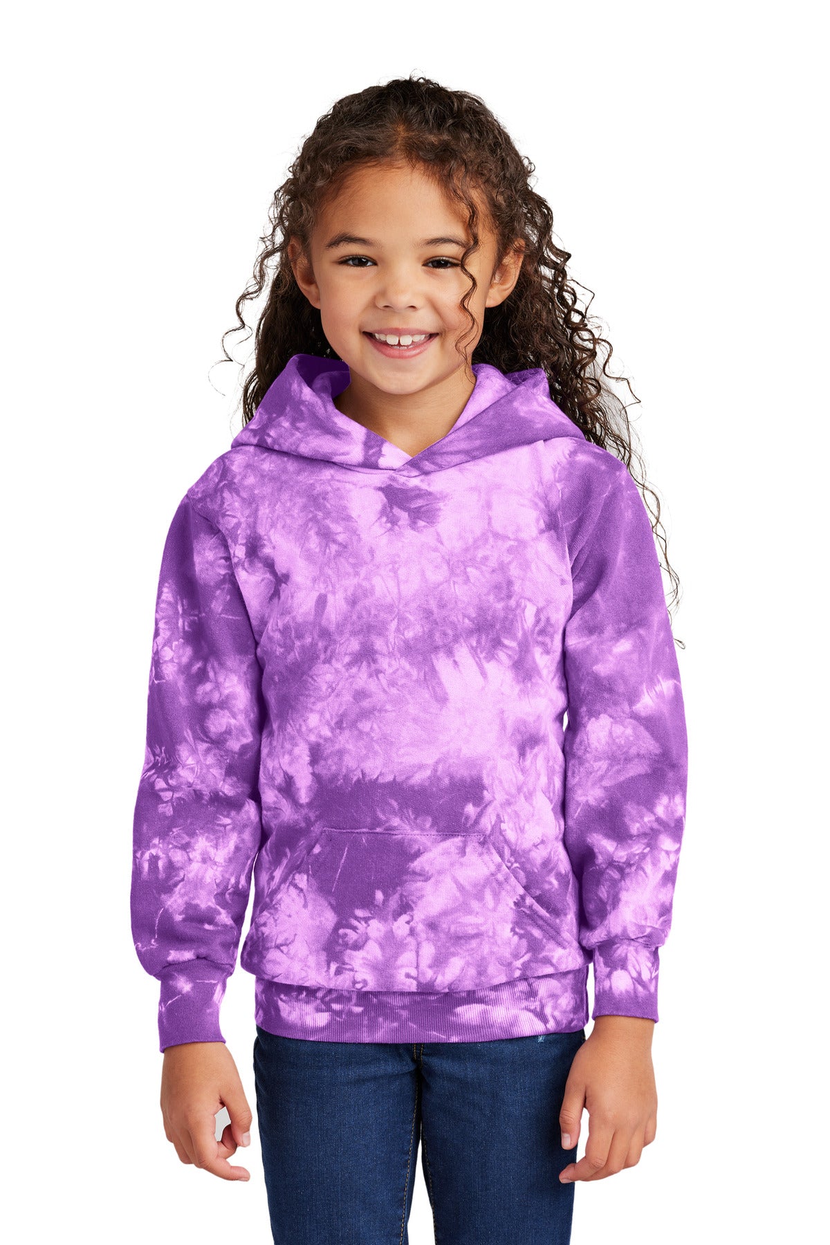 Custom Embroidery or DTF Print - Port & Co ™  Youth Crystal Tie-Dye Pullover Hoodie PC144Y