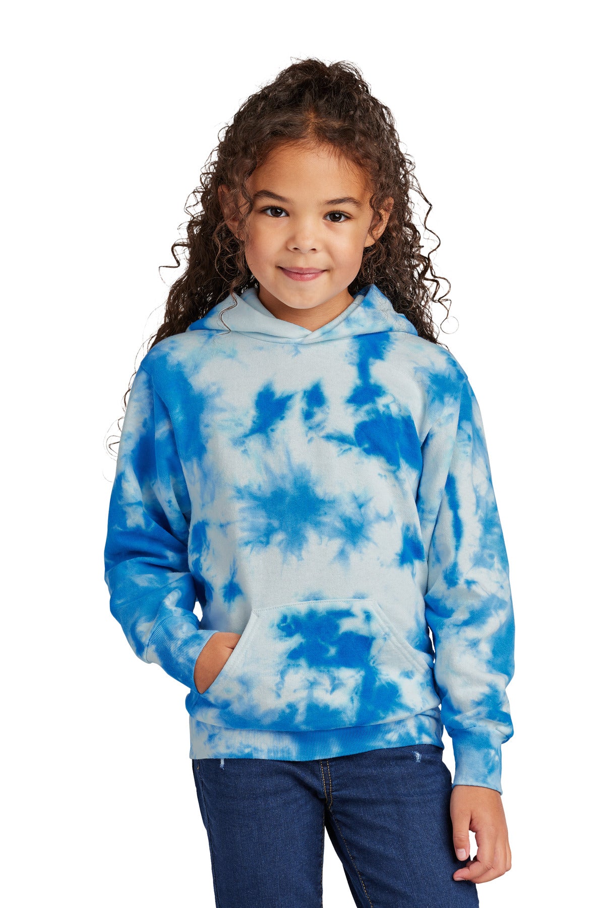 Custom Embroidery or DTF Print - Port & Co ™  Youth Crystal Tie-Dye Pullover Hoodie PC144Y