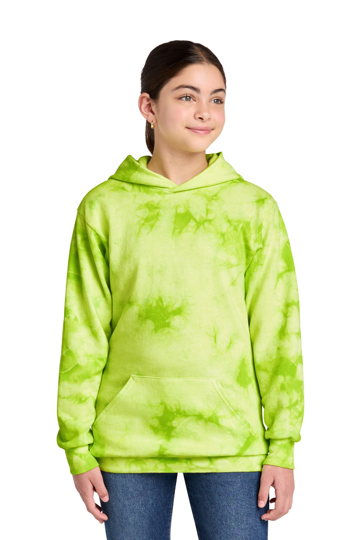 Custom Embroidery or DTF Print - Port & Co ®  Youth Crystal Tie-Dye Pullover Hoodie PC144Y