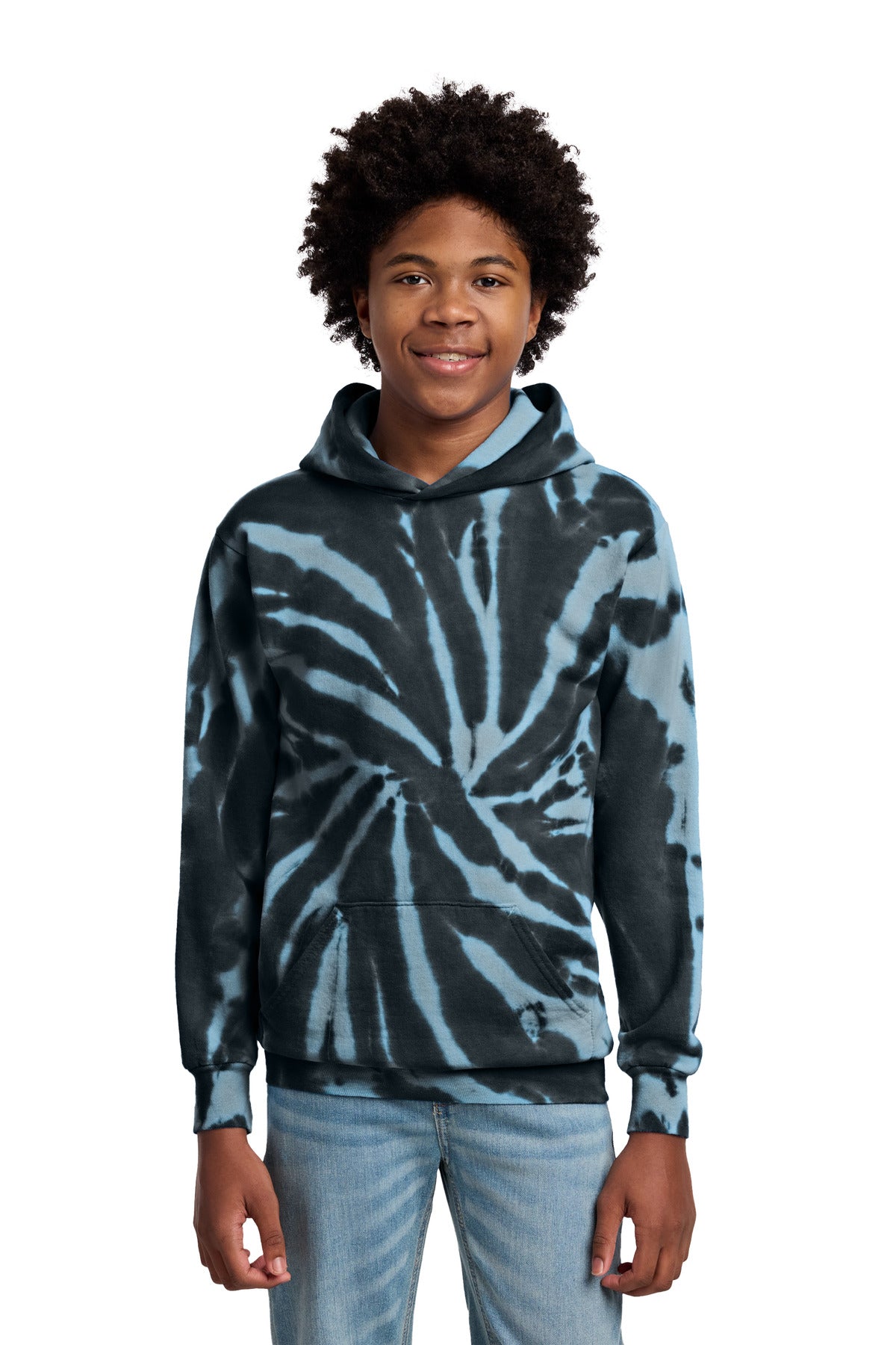 Custom Embroidery or DTF Print - Port & Co ®  Youth Tie-Dye Pullover Hooded Sweatshirt. PC146Y