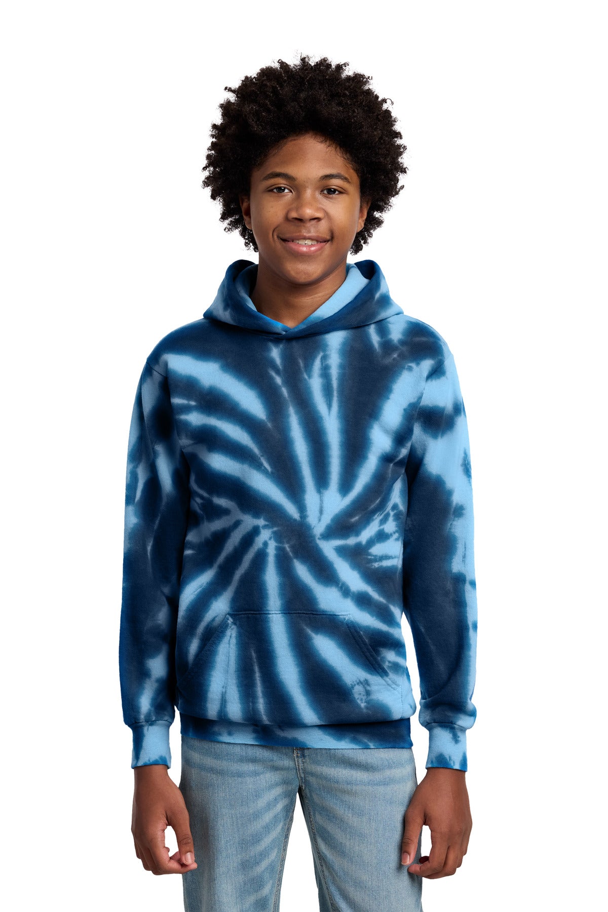 Custom Embroidery or DTF Print - Port & Co ®  Youth Tie-Dye Pullover Hooded Sweatshirt. PC146Y