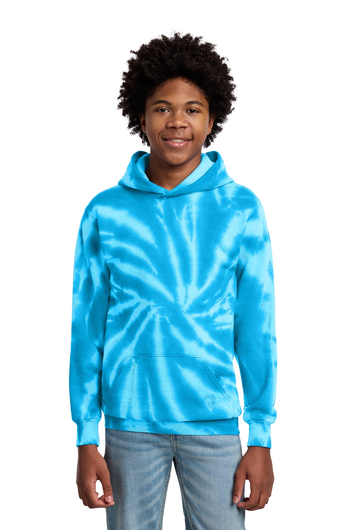 Custom Embroidery or DTF Print - Port & Co ®  Youth Tie-Dye Pullover Hooded Sweatshirt. PC146Y