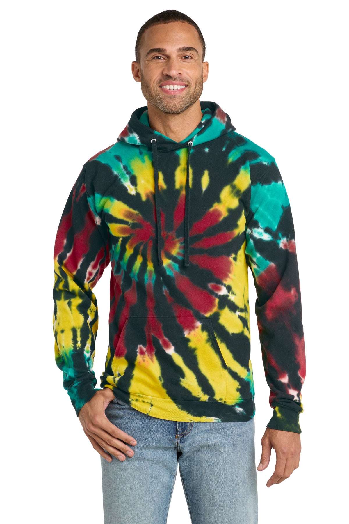 Custom Embroidery or DTF Print - Port & Co ®  Tie-Dye Pullover Hooded Sweatshirt. PC146