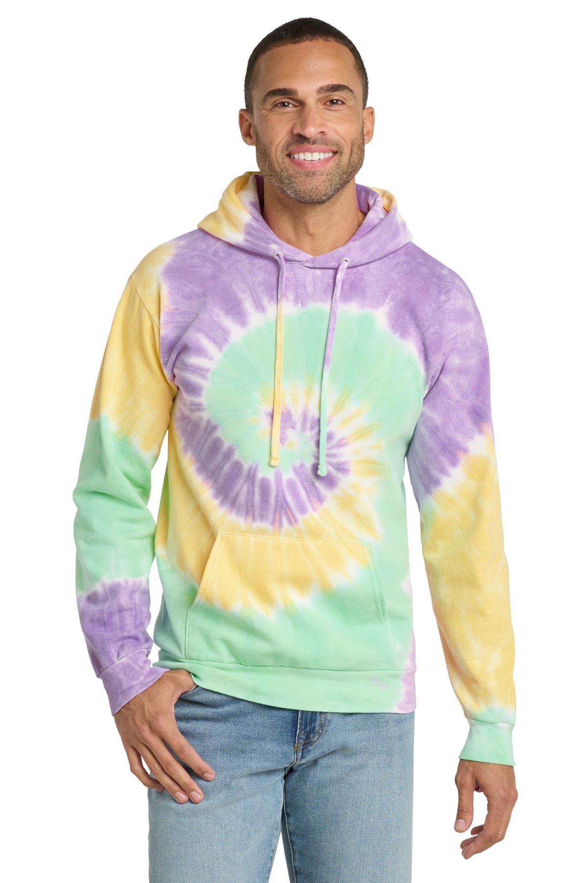 Custom Embroidery or DTF Print - Port & Co ®  Tie-Dye Pullover Hooded Sweatshirt. PC146