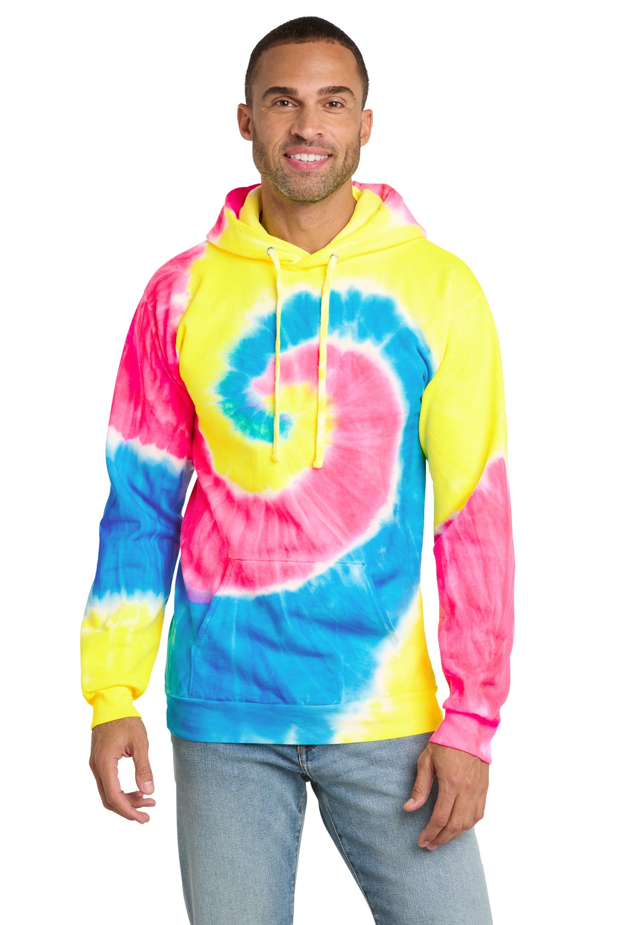 Custom Embroidery or DTF Print - Port & Co ®  Tie-Dye Pullover Hooded Sweatshirt. PC146