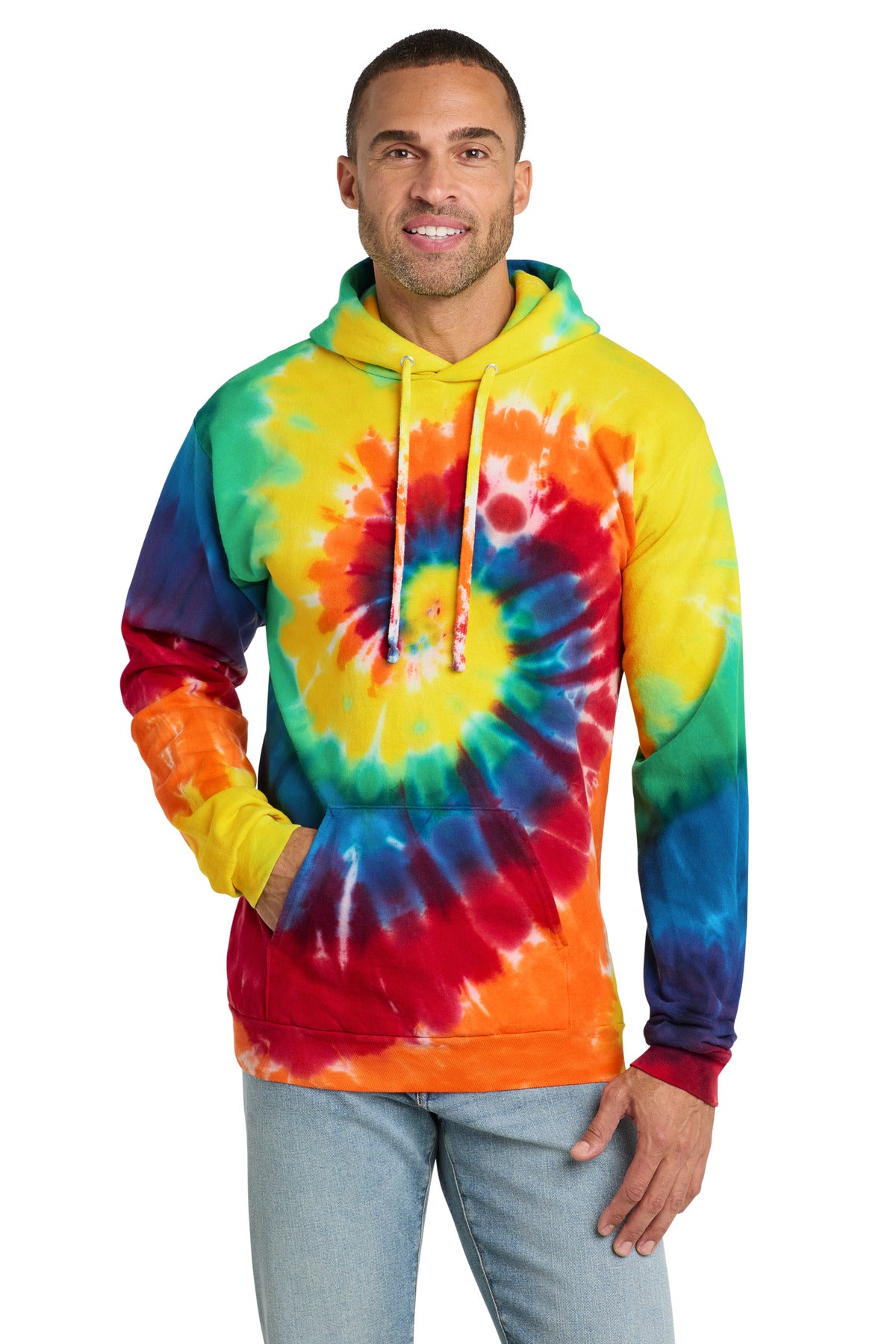Custom Embroidery or DTF Print - Port & Co ®  Tie-Dye Pullover Hooded Sweatshirt. PC146