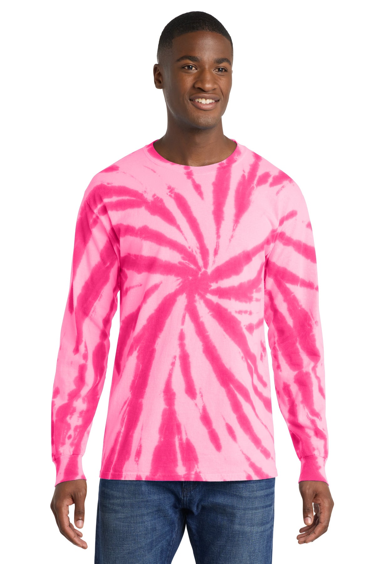 Custom Embroidery or DTF Print - Port & Co ™  Tie-Dye Long Sleeve Tee.  PC147LS