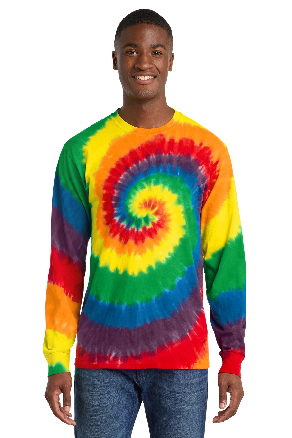 Custom Embroidery or DTF Print - Port & Co ™  Tie-Dye Long Sleeve Tee.  PC147LS