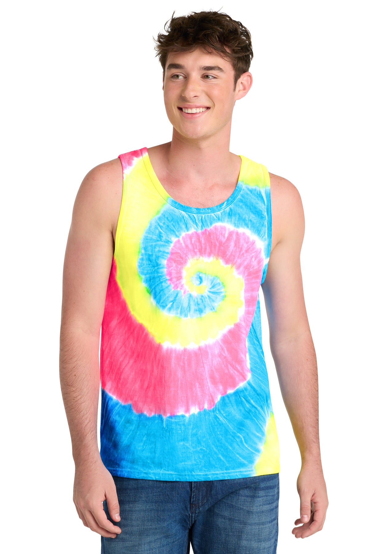 Custom Embroidery or DTF Print - Port & Co ®  Tie-Dye Tank Top.  PC147TT