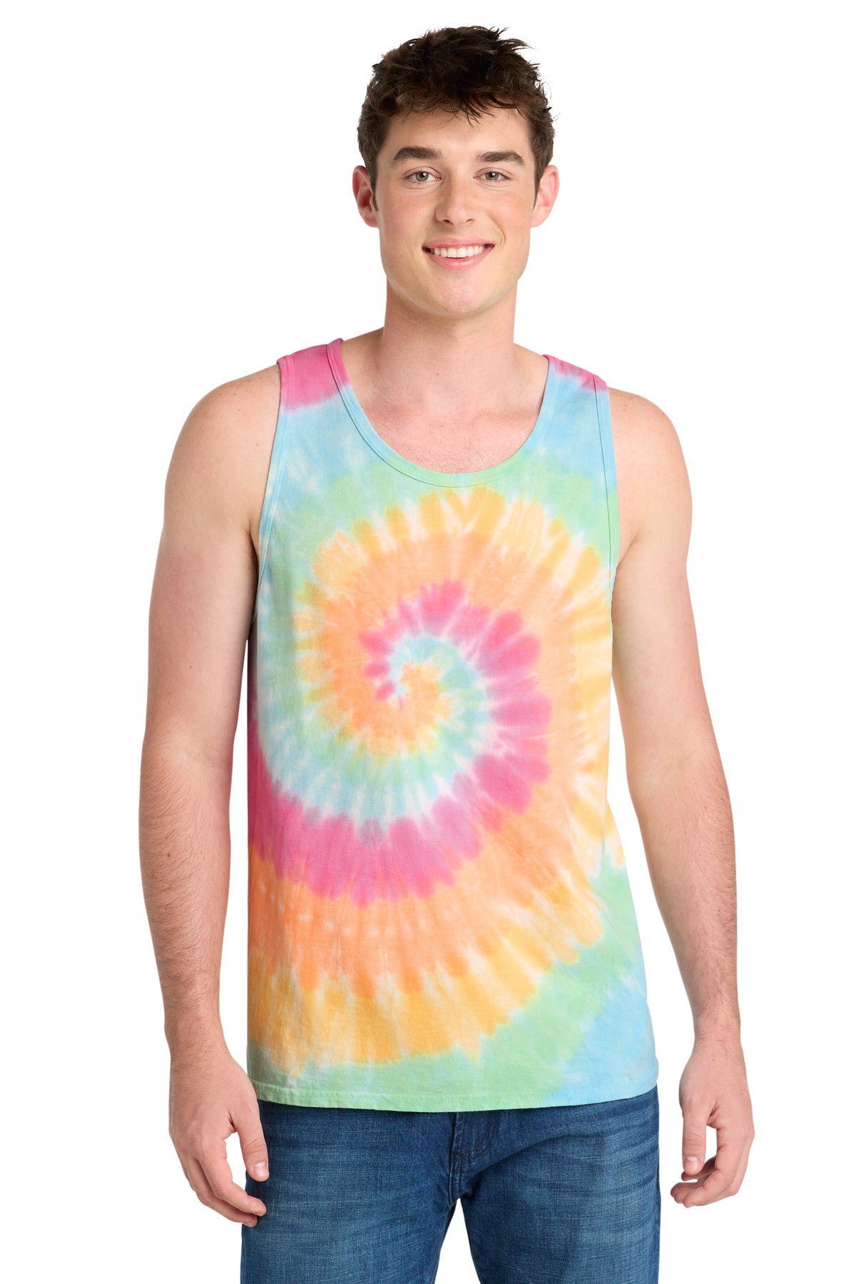 Custom Embroidery or DTF Print - Port & Co ®  Tie-Dye Tank Top.  PC147TT