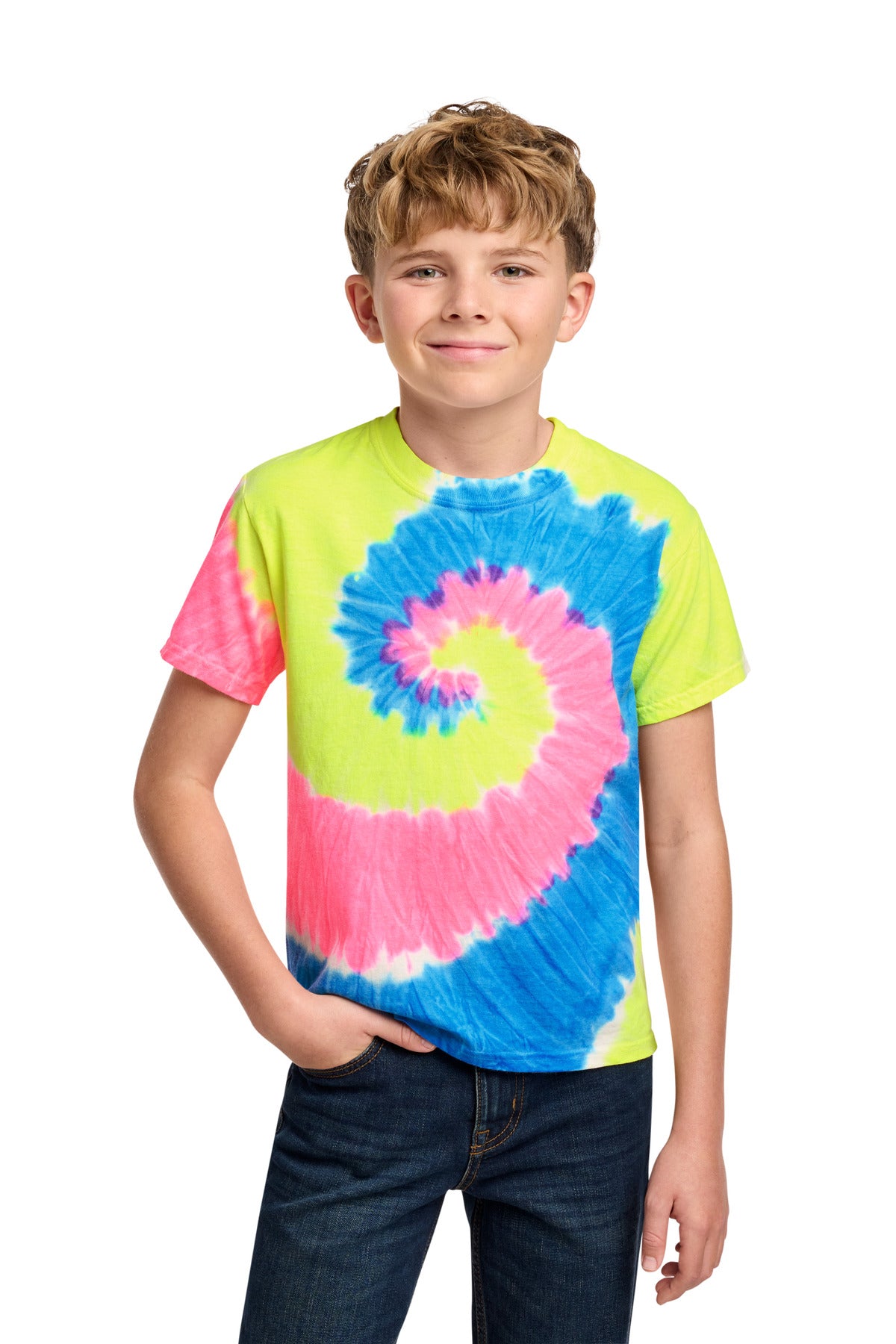 Custom Embroidery or DTF Print - Port & Co ®  Youth Tie-Dye Tee. PC147Y