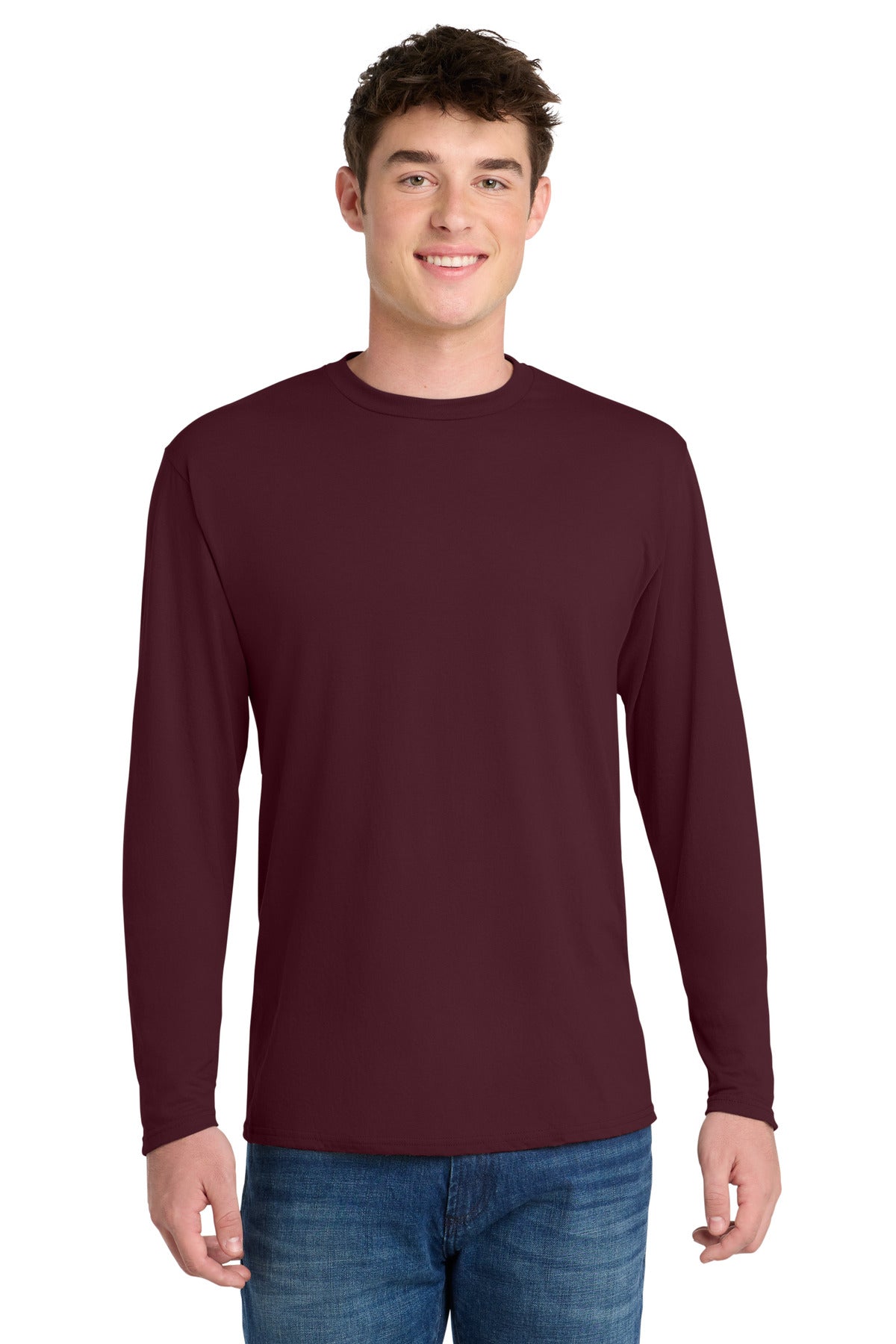 Custom Embroidery or DTF Print - Port & Co ®  Long Sleeve Performance Blend Tee. PC381LS