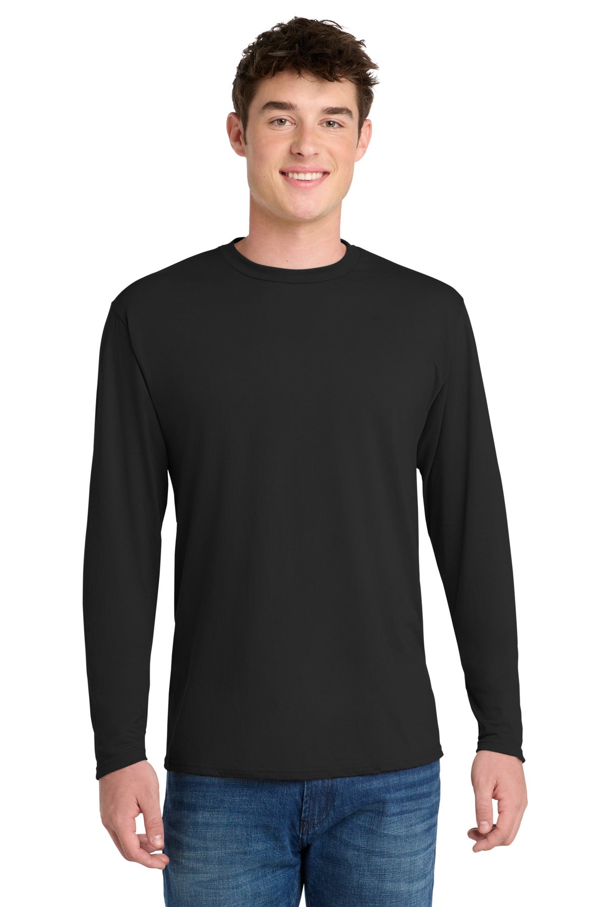 Custom Embroidery or DTF Print - Port & Co ®  Long Sleeve Performance Blend Tee. PC381LS