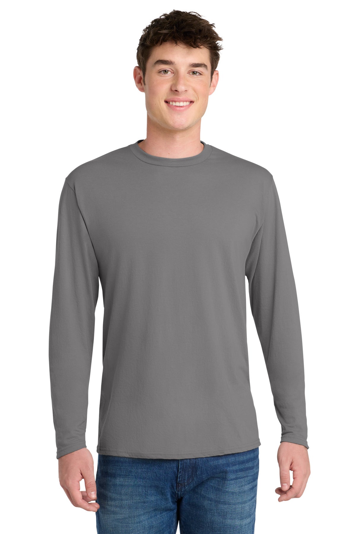 Custom Embroidery or DTF Print - Port & Co ®  Long Sleeve Performance Blend Tee. PC381LS