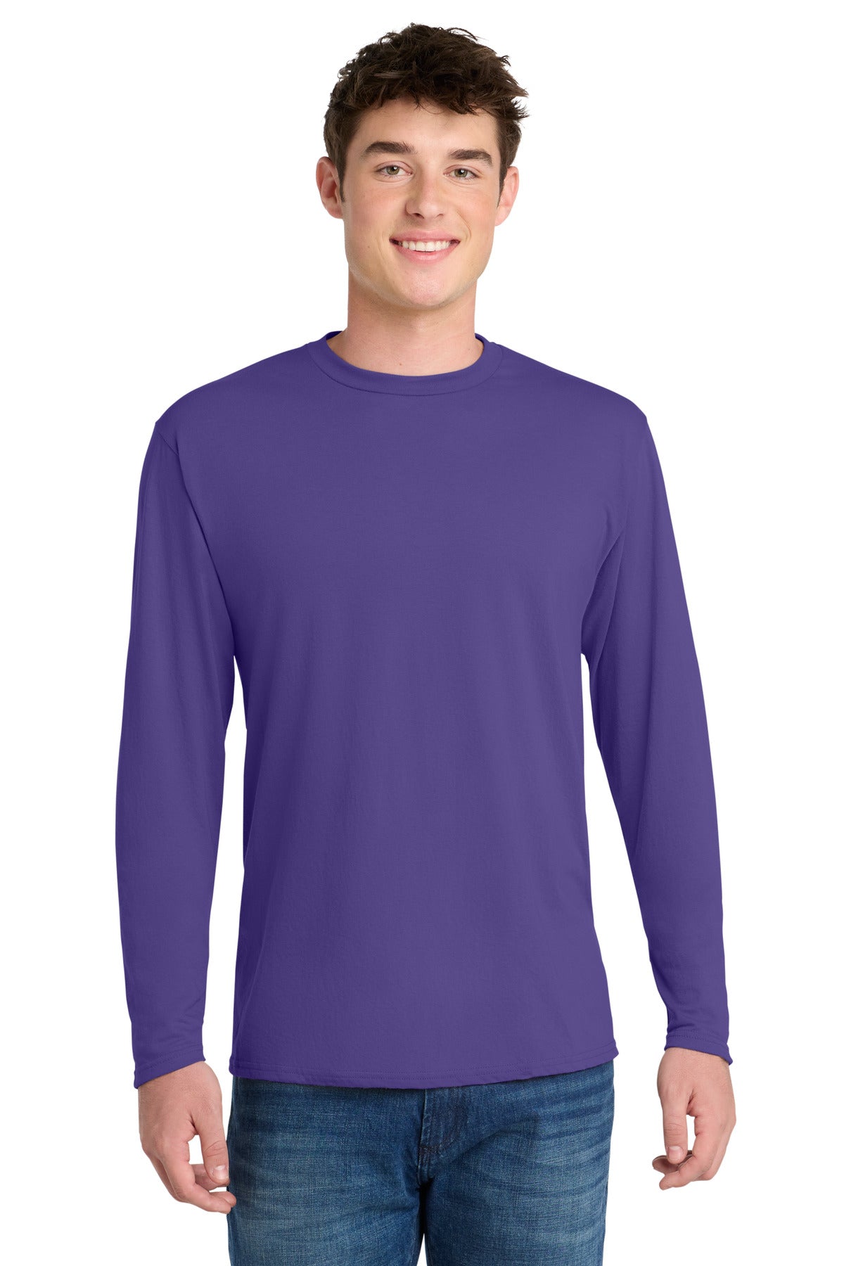 Custom Embroidery or DTF Print - Port & Co ®  Long Sleeve Performance Blend Tee. PC381LS