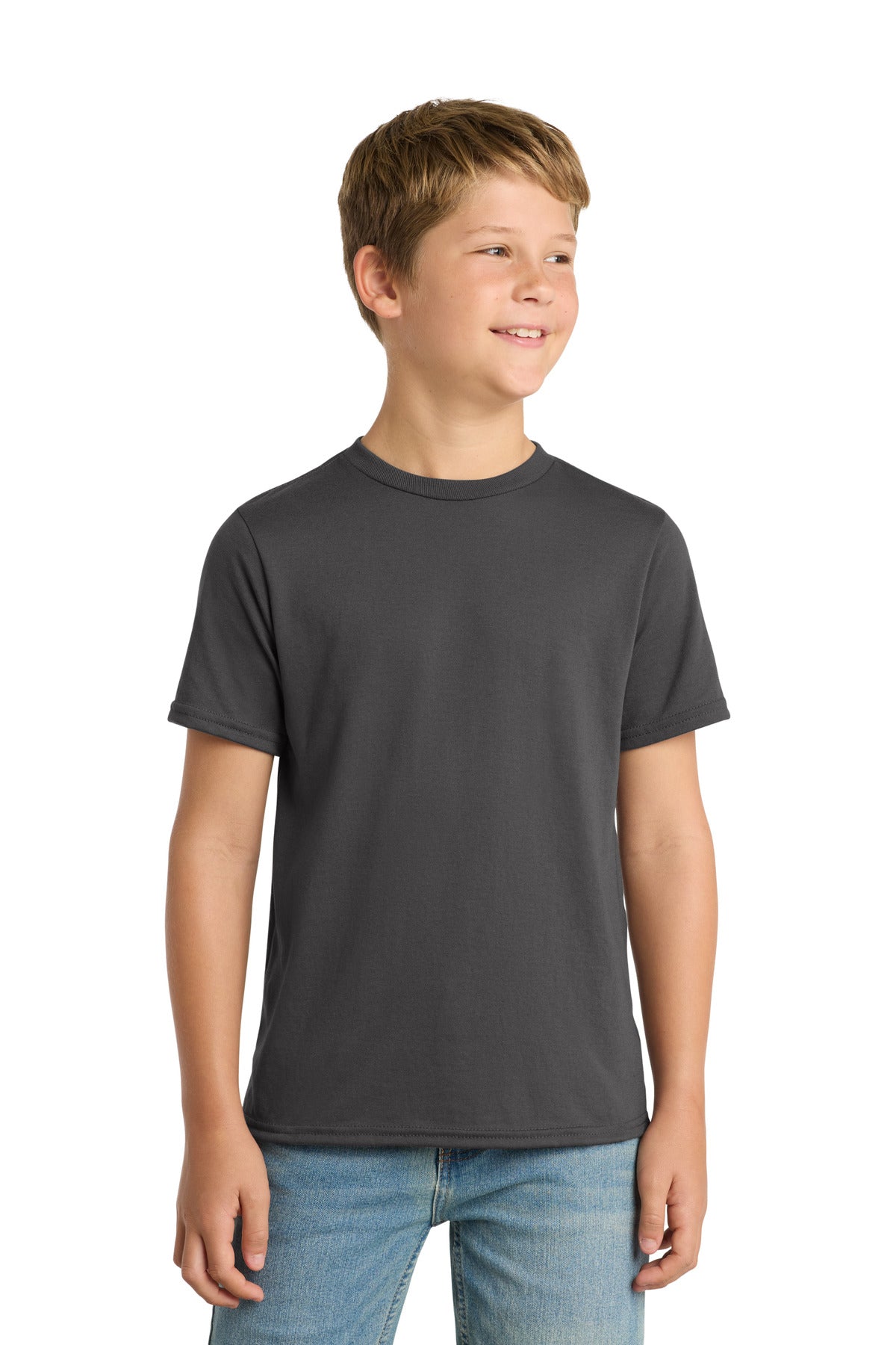 Custom Embroidery or DTF Print - Port & Co ®  Youth Performance Blend Tee. PC381Y