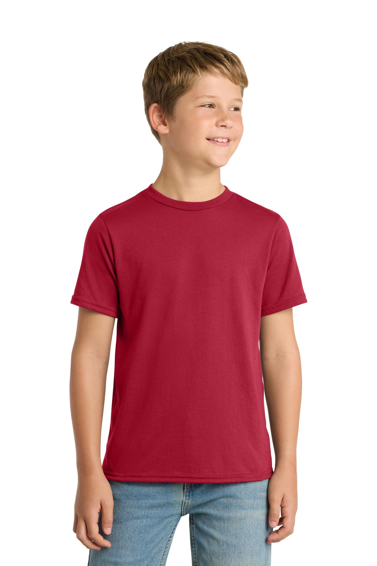 Custom Embroidery or DTF Print - Port & Co ®  Youth Performance Blend Tee. PC381Y