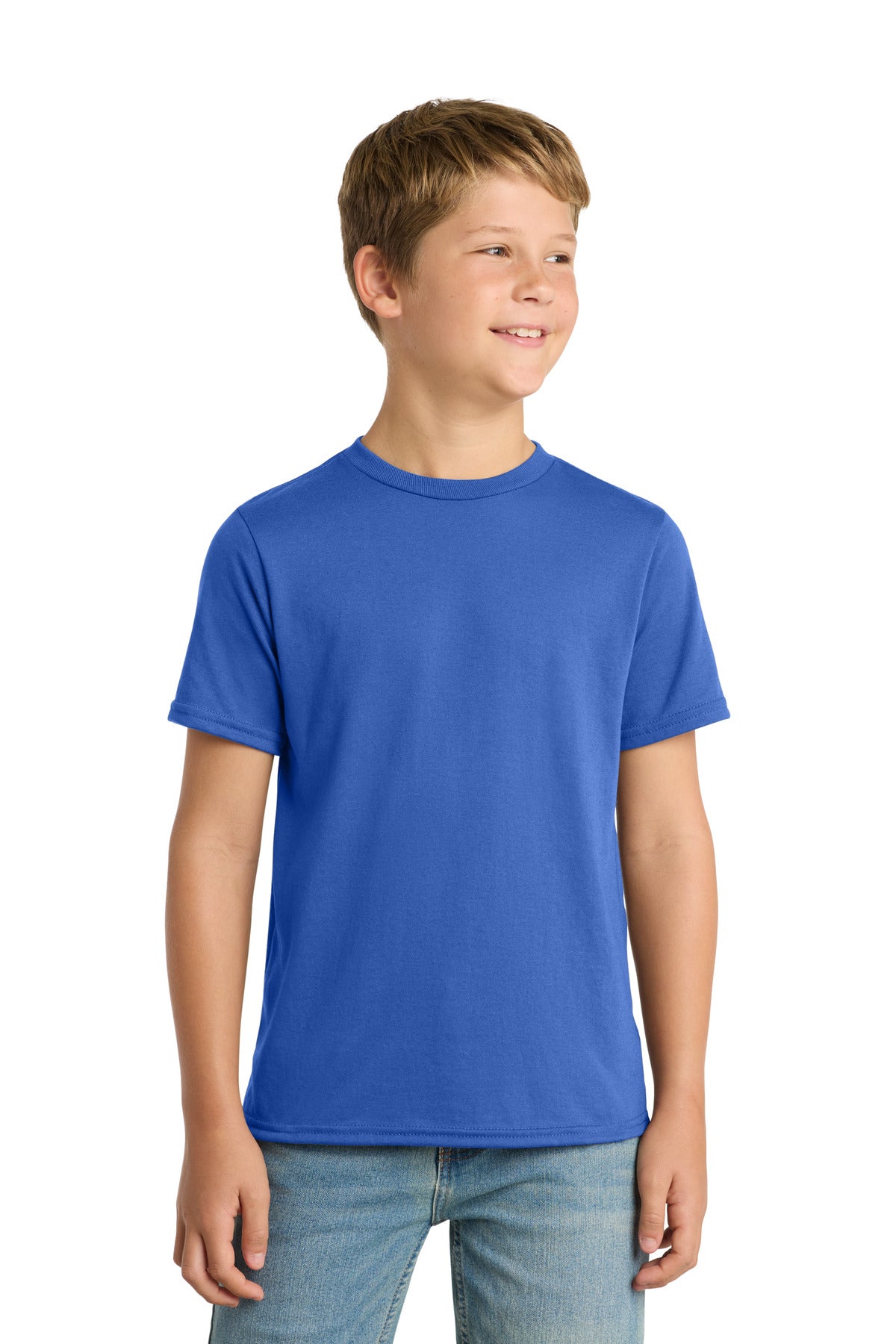 Custom Embroidery or DTF Print - Port & Co ®  Youth Performance Blend Tee. PC381Y