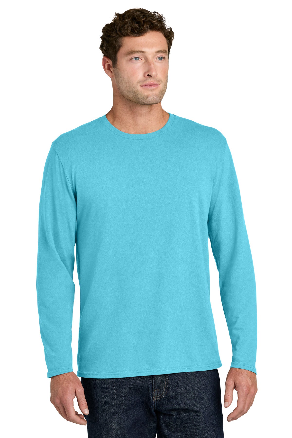 Custom Embroidery or DTF Print - Port & Co ®  Easy Cotton Long Sleeve Tee PC43LS