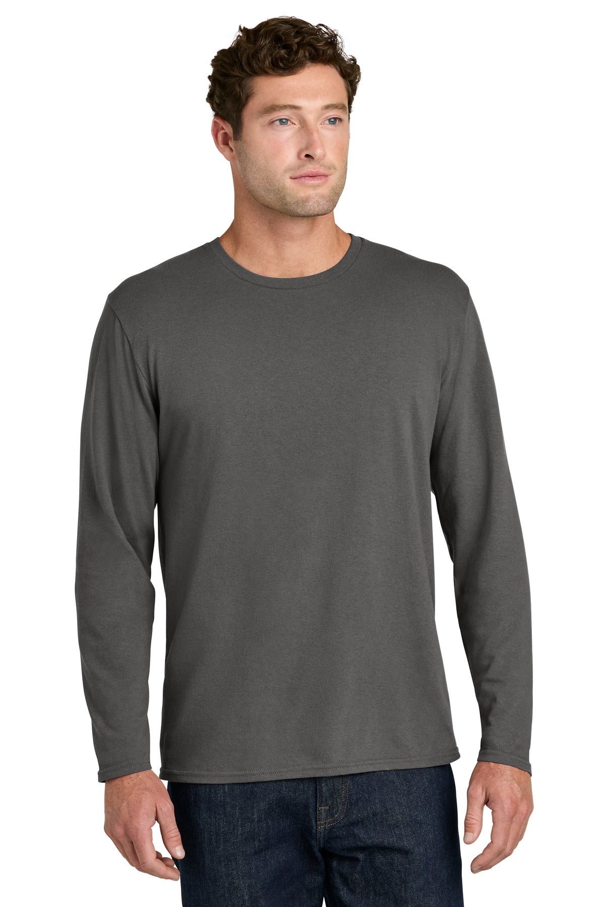 Custom Embroidery or DTF Print - Port & Co ®  Easy Cotton Long Sleeve Tee PC43LS