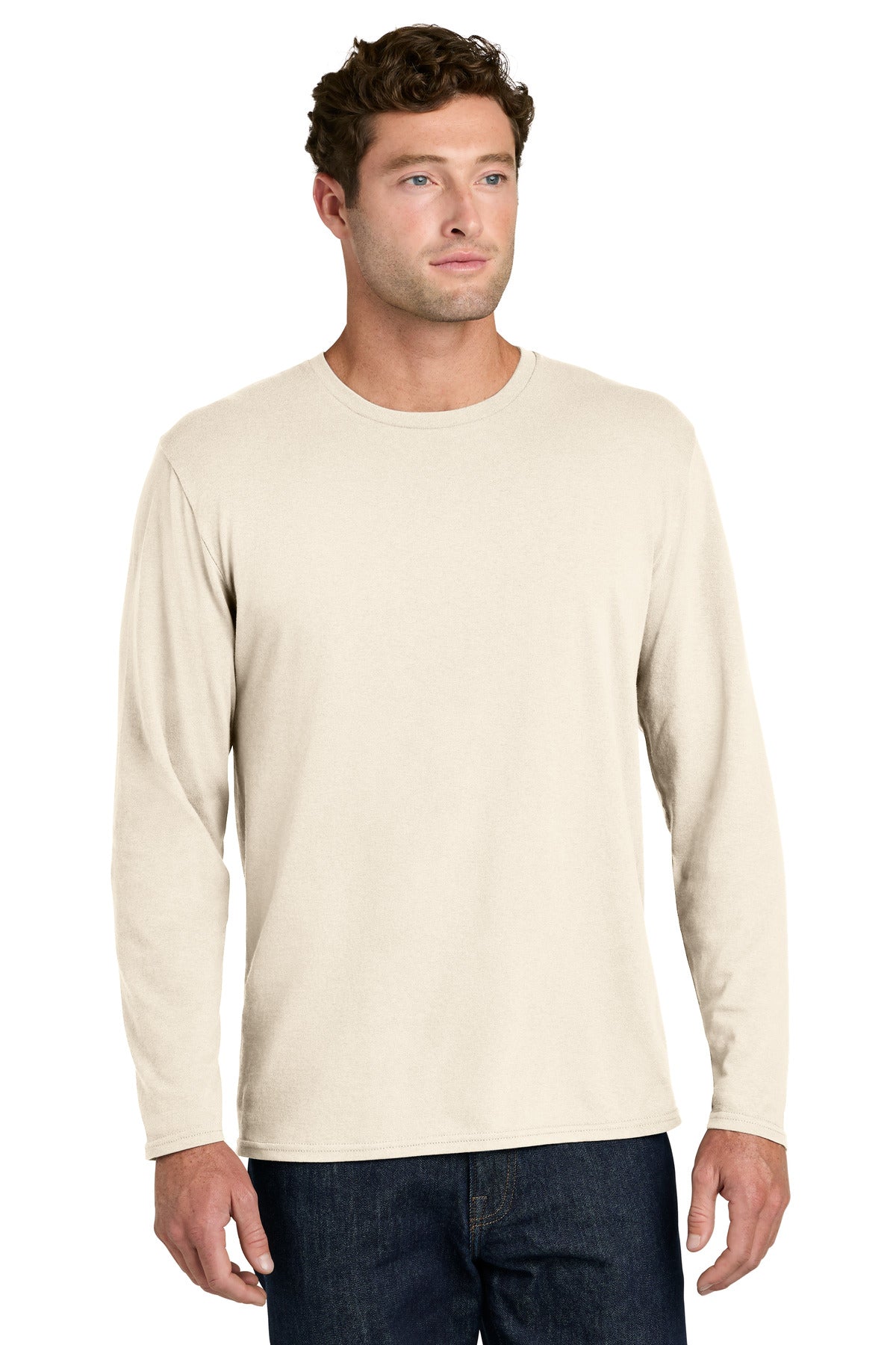 Custom Embroidery or DTF Print - Port & Co ®  Easy Cotton Long Sleeve Tee PC43LS