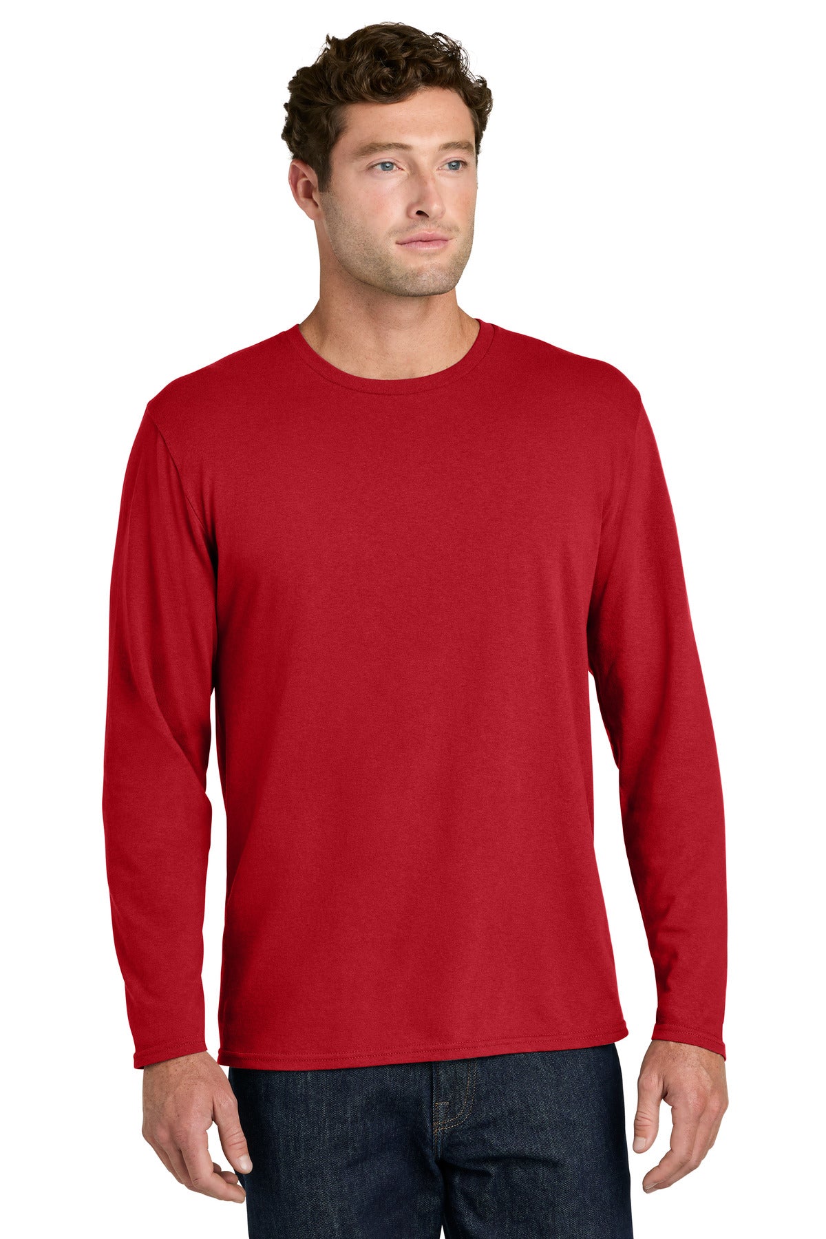 Custom Embroidery or DTF Print - Port & Co ®  Easy Cotton Long Sleeve Tee PC43LS