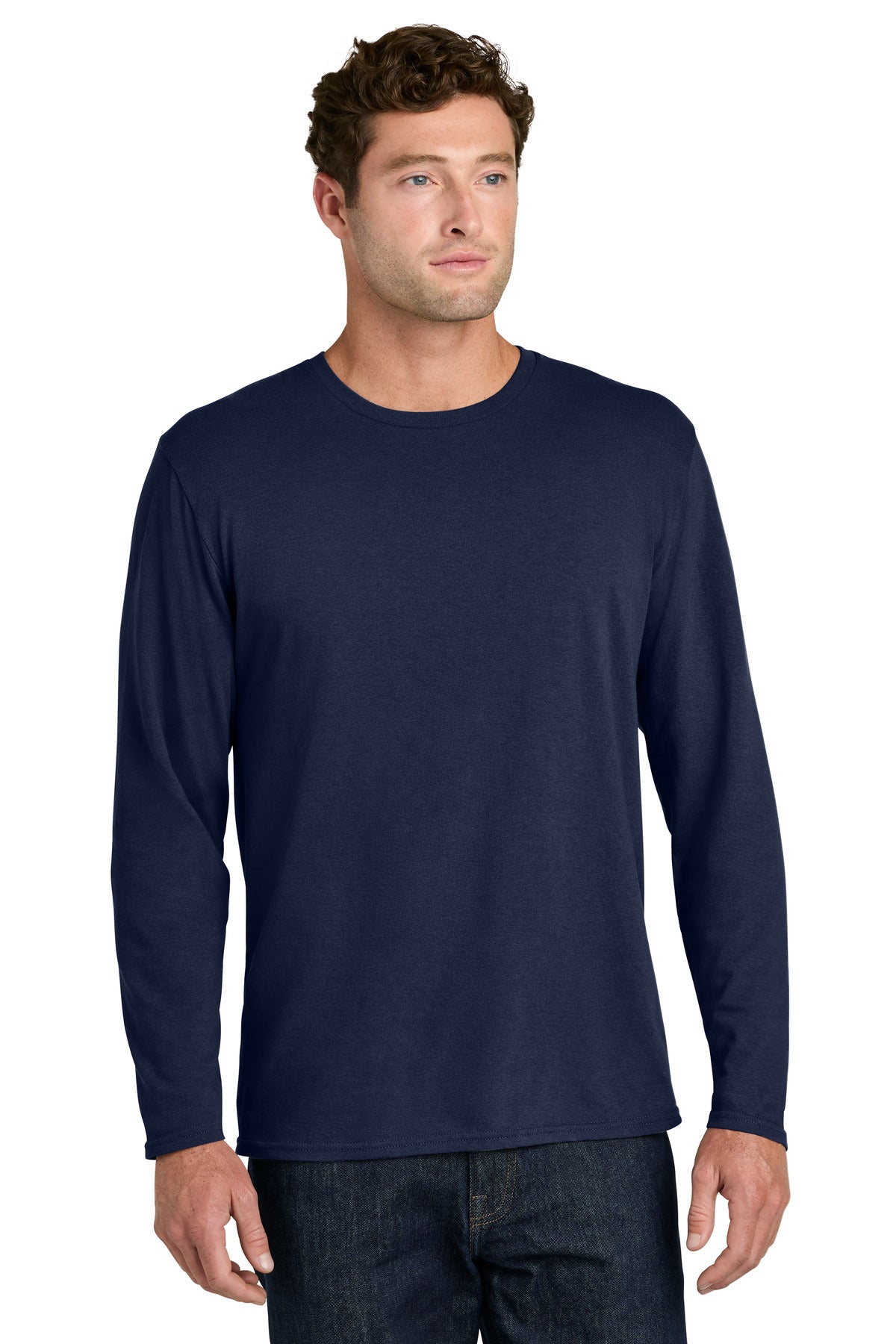Custom Embroidery or DTF Print - Port & Co ®  Easy Cotton Long Sleeve Tee PC43LS